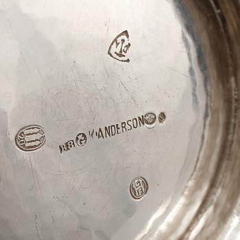 KAFFESERVIS, 3 delar, silver, Christian F Heise, Danmark, svenska importstämplar, K Andersson, 1920-tal. Tot vikt 992 g.