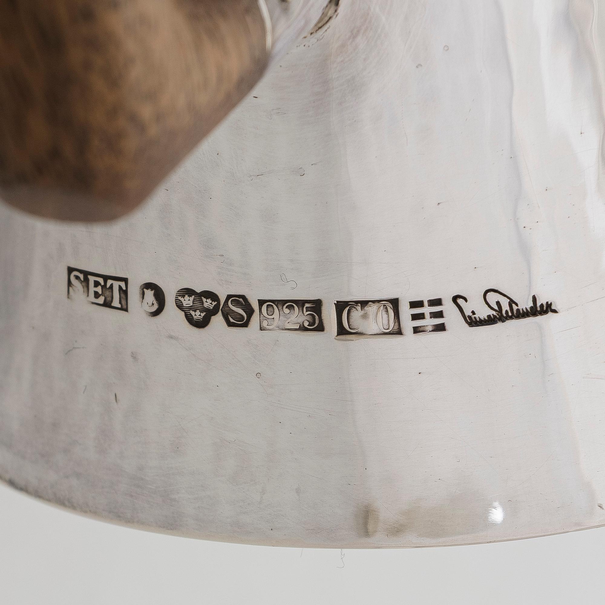 Einar Telander, A sterling silver coffee pot, Silversmedja Einar Telander, Stockholm 1977.
