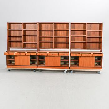 A three pcs teak 1960s book shelves.