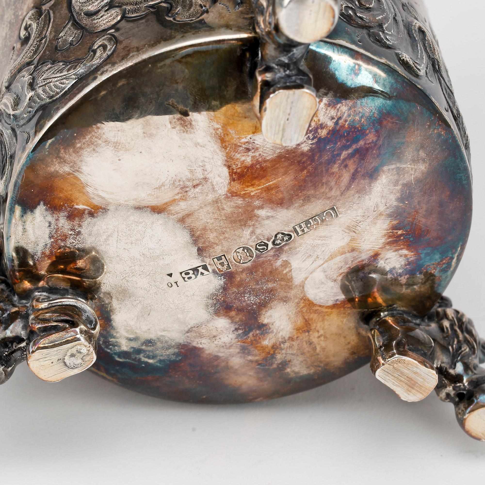 DRYCKESBÄGARE, silver, barockstil, CG Hallberg Stockholm, 1949. Vikt ca 690 gram.