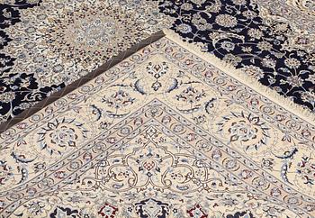 A part silk Nain carpet, so-called 4LAA, approx. 318 x 219 cm.