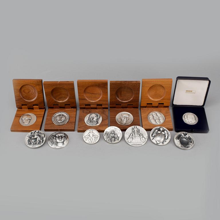 MEDALJER, 11 st, silver, Sverige, Finland, bla Kauko Räsänen, 1975-1981. Tot ca 870 gram.