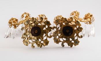 KANDELABRAR, ett par, mässing, rokokostil, 1800-talets andra hälft.