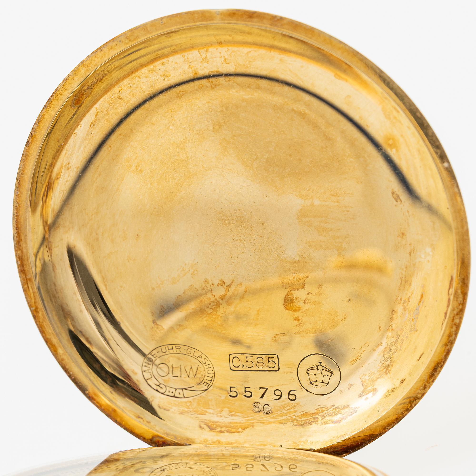Lange-Uhr, Deutsche Uhrenfabrikation Glashütte, hunter, pocketwatch, 51,5 mm.