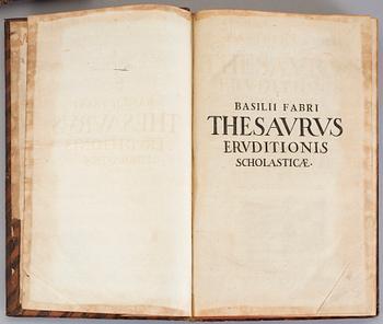 FABER, BASILIUS, 2 vol, Thesaurus eruditionis scholasticæ. Leipzig 1726.