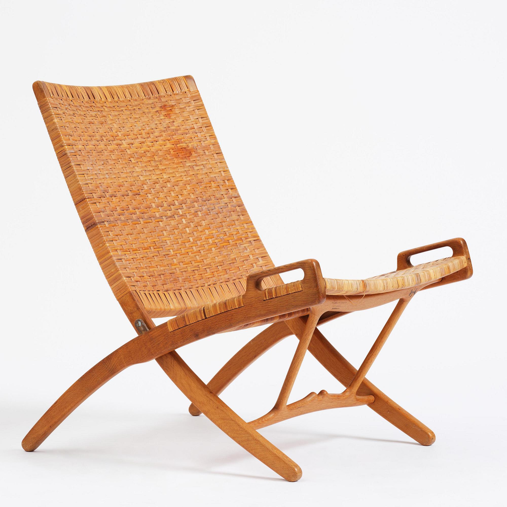 Hans J. Wegner, a foldable easy chair model 512, Johannes Hansen, Copenhagen, 1950s-60s.