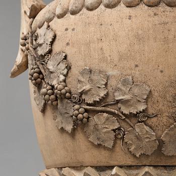 A Swedish Höganäs 1860's stoneware garden urn by Ferdinand Ring.