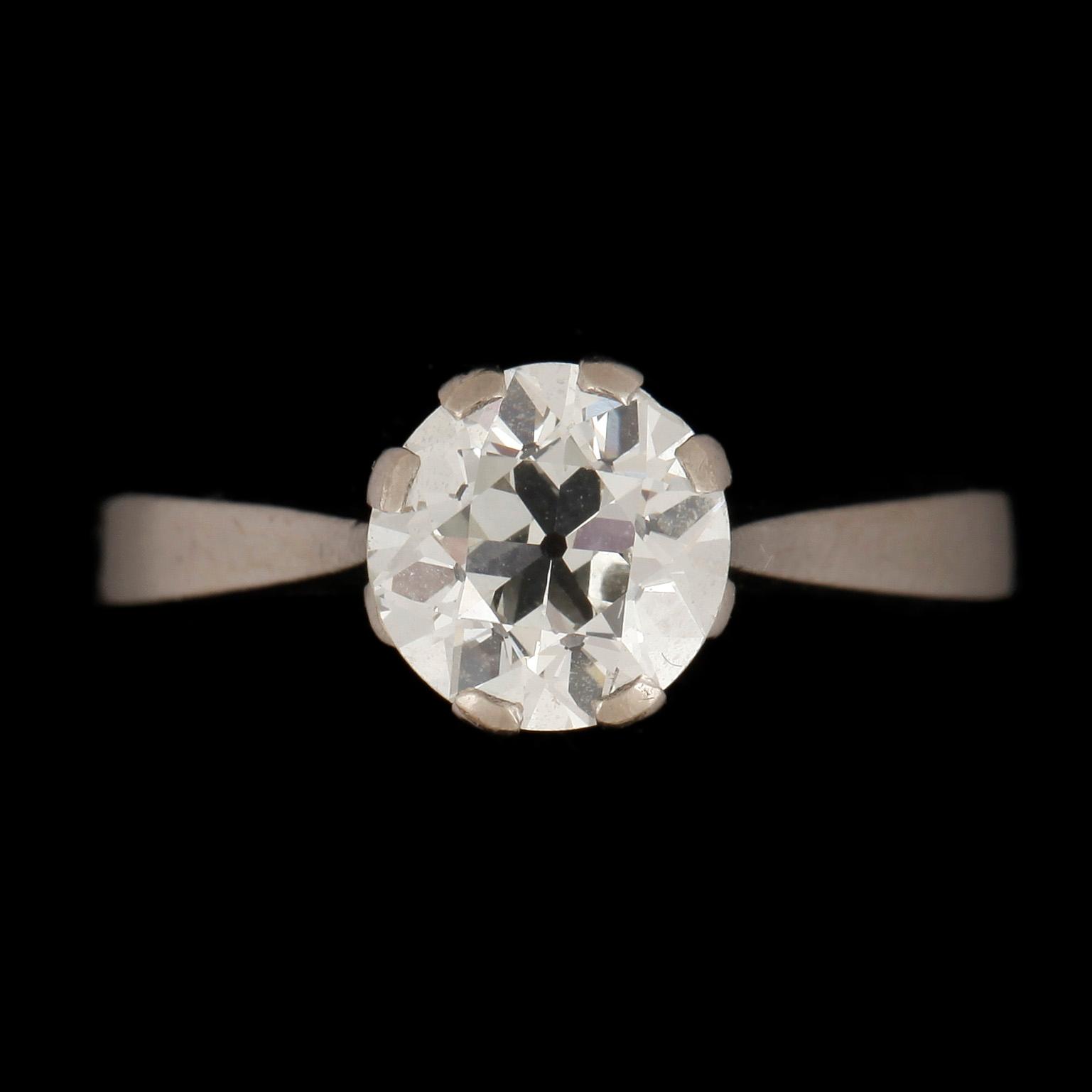 RING, 18k vitguld med gammalslipad diamant, ca1,55 ct enligt gravyr.