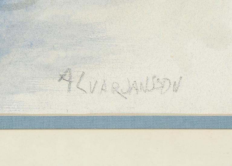 ALVAR JANSSON, akvarell, signerad, utförd 1956.