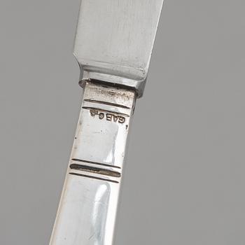 Jacob Ängman, six silver butter knives, model 'Rosenholm', GAB, Stockholm 1951-57.