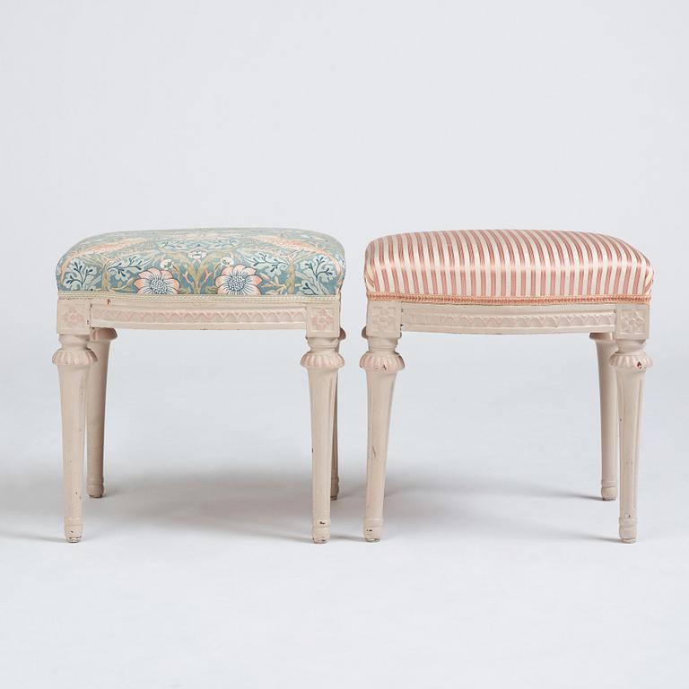 A pair of Gustavian stools, second part of the 18th century.