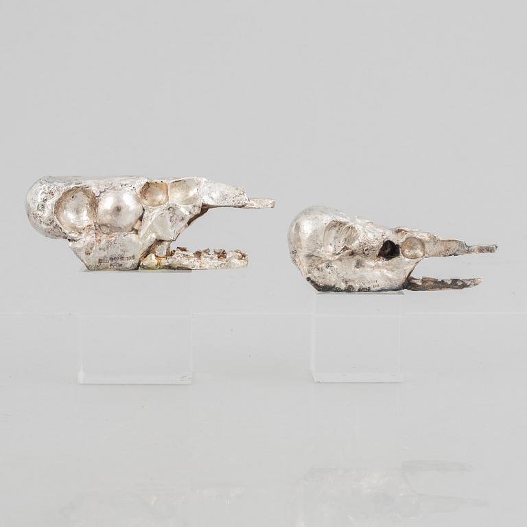 Lars Arby, två skulpturer, sterling silver, Göteborg 1982.