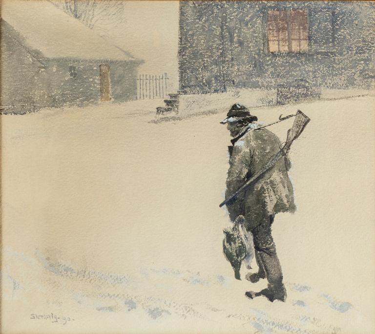 Christian Skredsvig, watercolour, signed Skredsvig and dated -90.