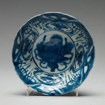 Four blue and white kraak bowls, Ming dynasty, Wanli (1572-1620).