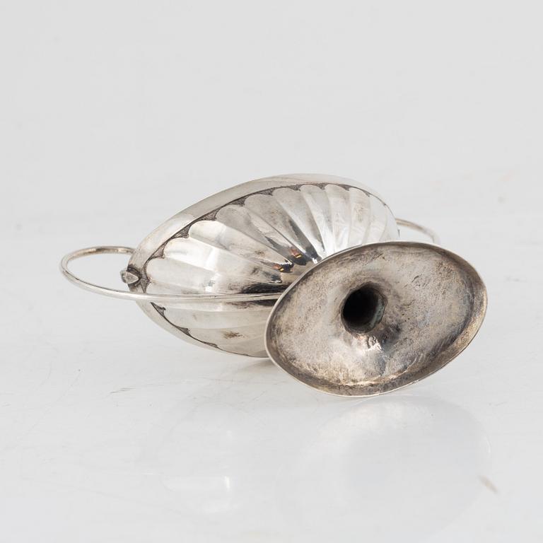 Saltkar, silver, oidentifierad mästarstämpel, möjligen Danmark ca 1800.