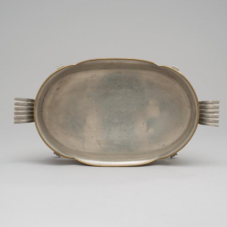 A Nils Fougstedt (probably) pewter and brass jardiniere by Svenskt Tenn, Stockholm 1932.