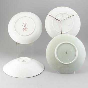 RÖRSTRAND, a set of 4 stoneware dishes, Carl-Harry Stålhane, Oskar Dahl, Sylvia Leuchovius, Sweden mid 20th century.