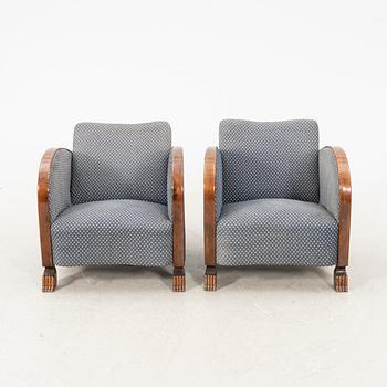 Armchairs, a pair from the 1930s/40s.