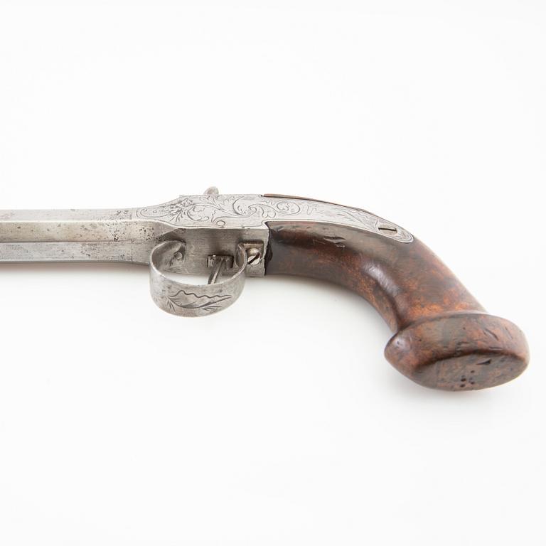 Pocket pistols two pieces, percussion lock, first half / mid 19th century.