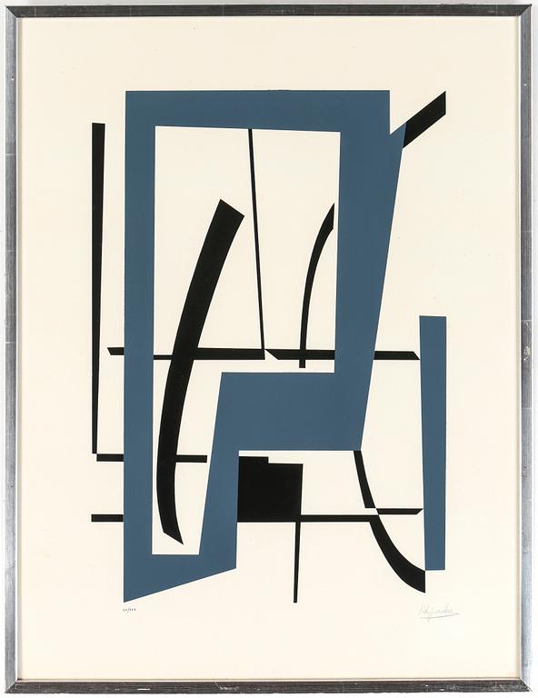 ROBERT JACOBSEN, Composition, 1951, Print-Multiple, Silkscreen in colors, tryckt ytan 49 cm x 34 cm.