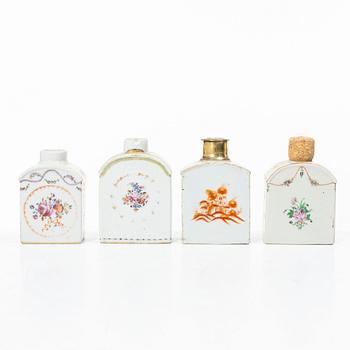 Four porcelain tea caddies, China, Qianlong (1736-95).