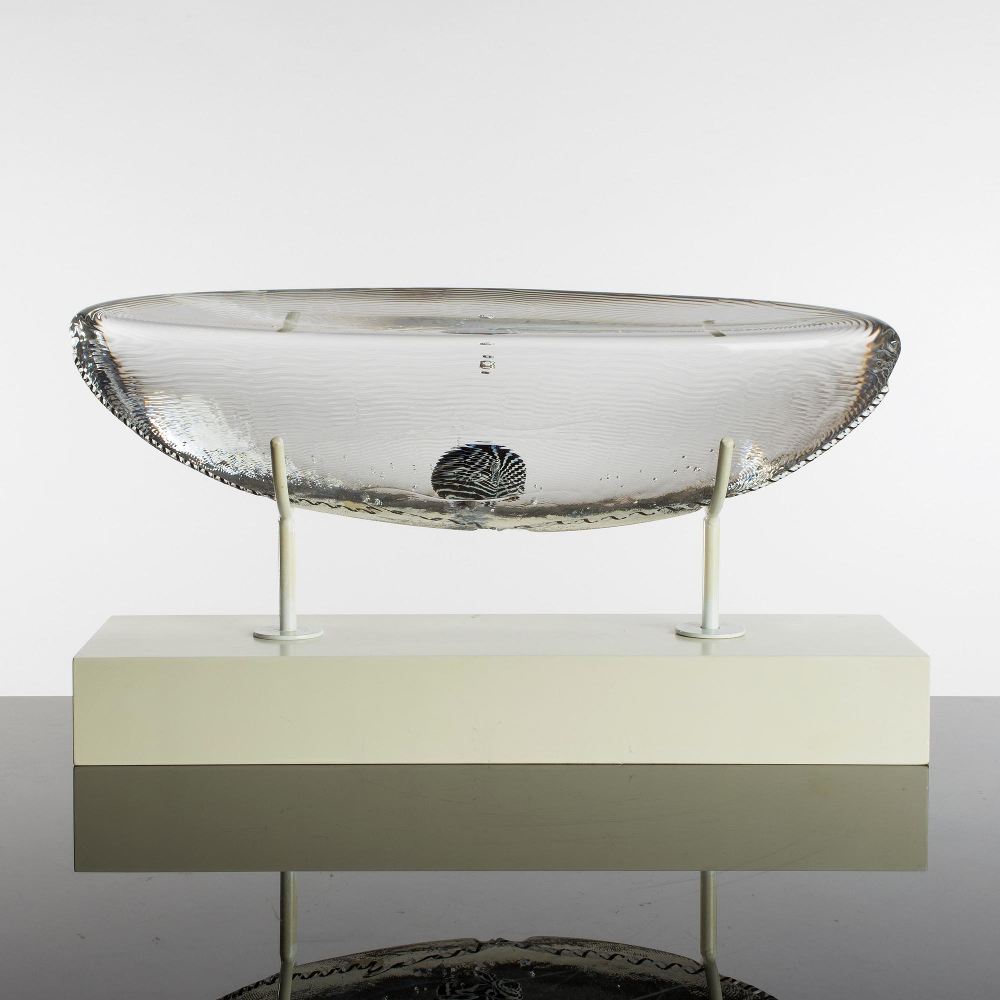 A GLASS SCULPTURE, boat, Bertil Vallien, Kosta Boda.