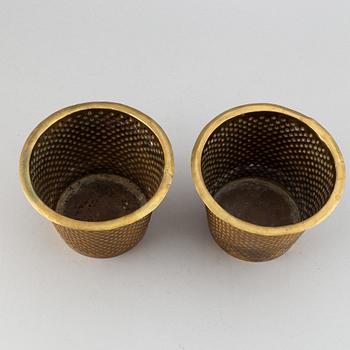 Josef Frank, a pair of 'Hortus' brass plant pots, Svenskt Tenn.