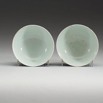 A pair of powder blue bowls, Qing dynasty, 18th Century.