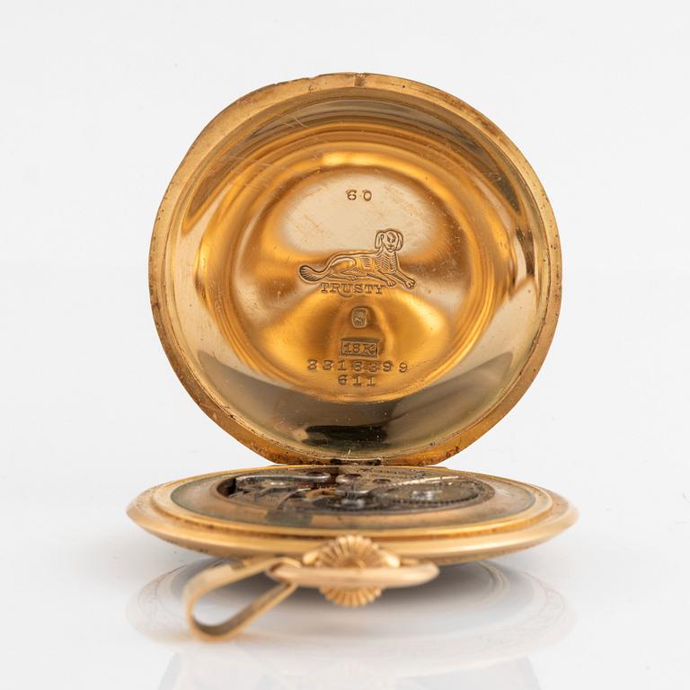 Tavannes Watch Co, Trusty, 18K guld/emalj, fickur, 47 mm.