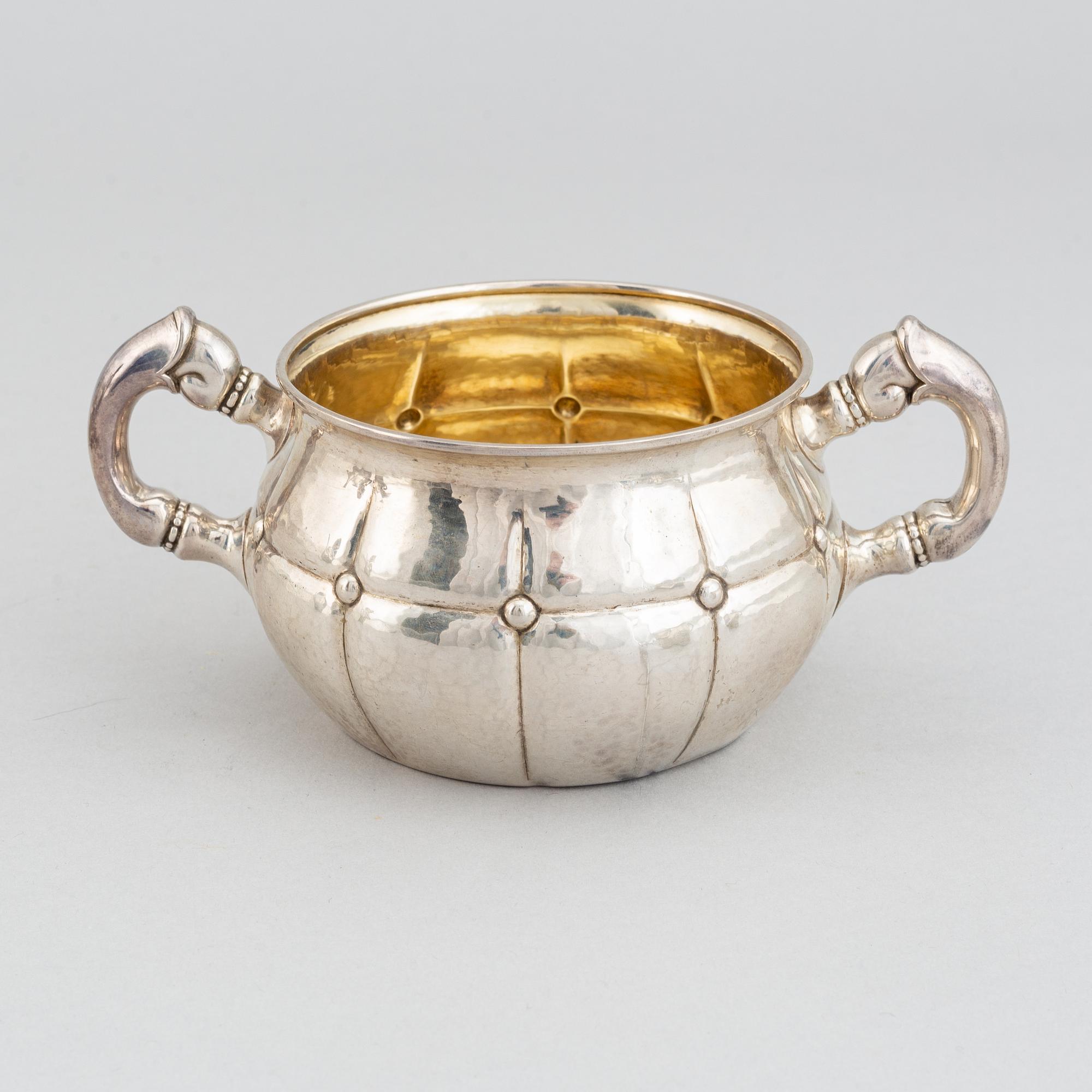 A three piece silver coffee set, mark of Carl M. Cohr, Frederica, Denmark 1927.