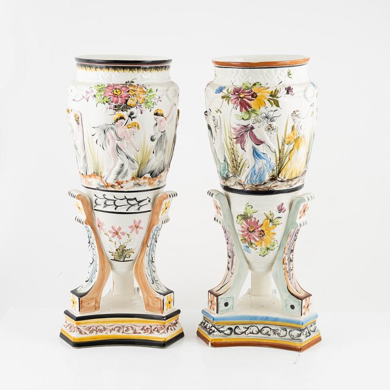 A pair of urns, Safaril, Portugal, mid 20th Century.