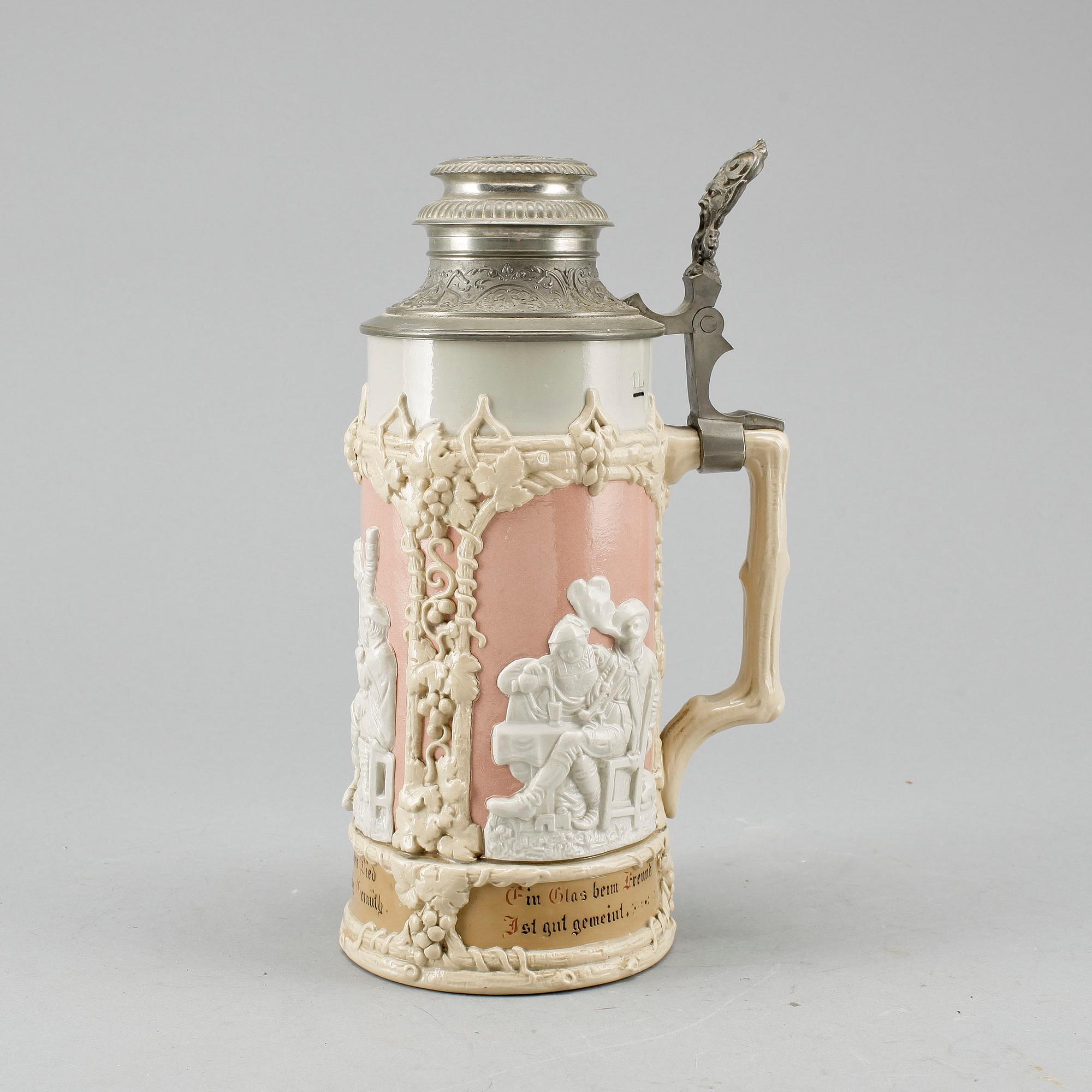 STOP, porslin och tenn, Villeroy & Boch, omkring 1900.