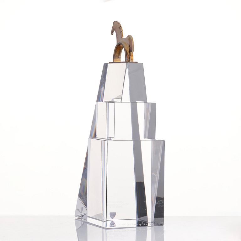 Gunnar Cyrén, a glass and silver gilt sculpture, Orrefors, for the World Equestrian Games, Stockholm 1990, ed. 1/10.