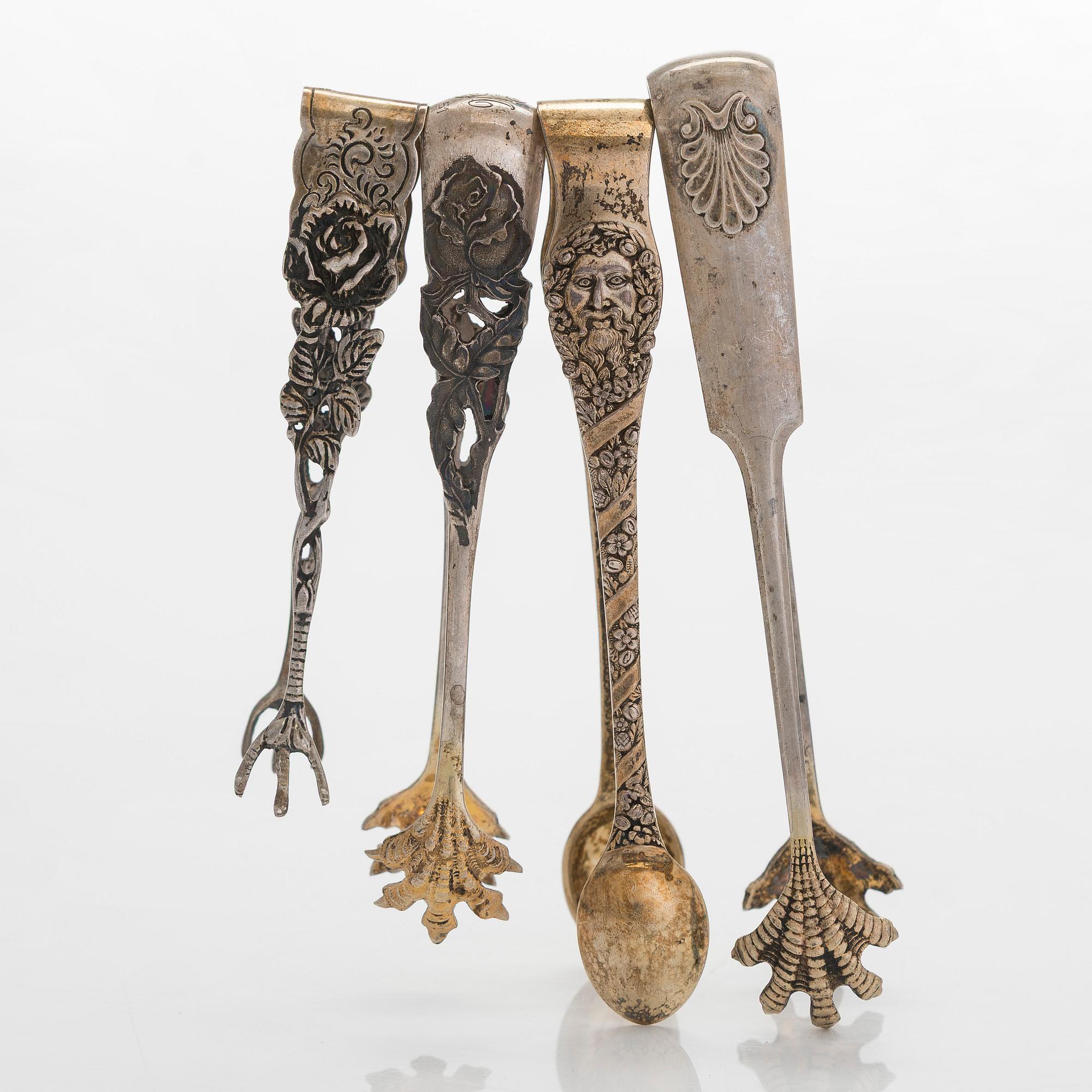 Sockertänger, 15 st, främst finska, 1900-talets början.