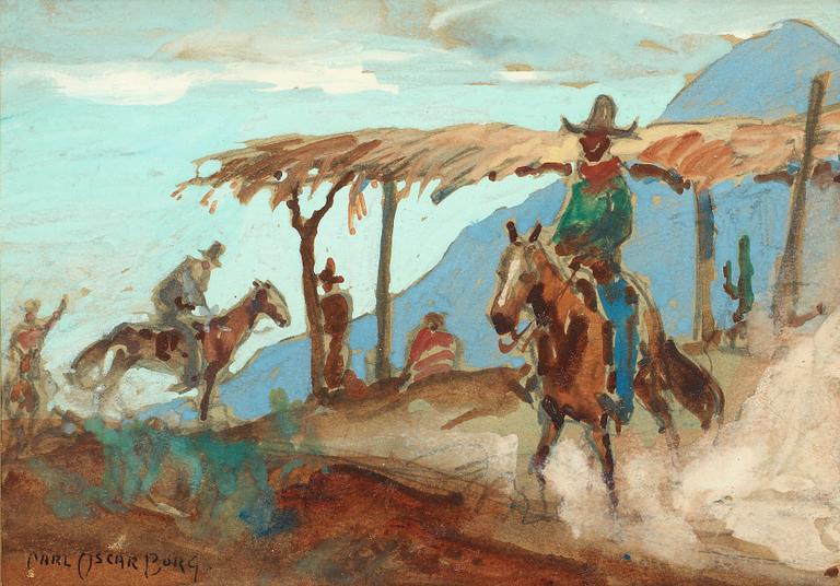 Carl Oskar Borg, Motif with cowboys.