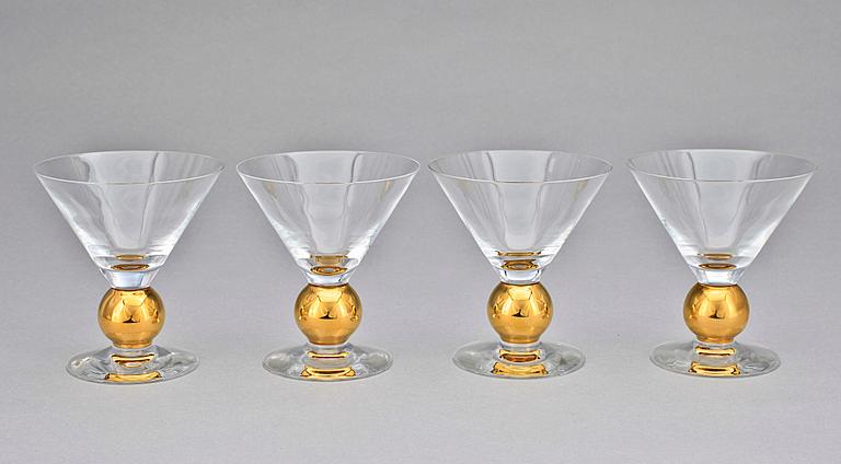 CHAMPAGNE- / MARTINIGLAS, 4st, "Nobel", Gunnar Cyrén, Orrefors, 1900-tal.