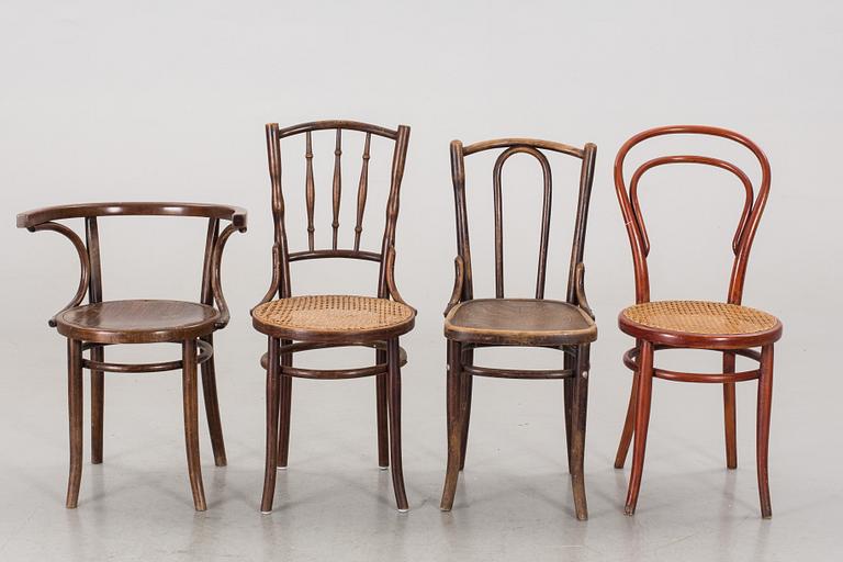 A SET OF 6 THONET STYLE CHAIRS, 20th century.