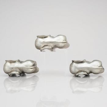 Björn Trägårdh, a set of three pewter sculptures of elephants, Svenskt Tenn, Stockholm 1984-85, model 1734.