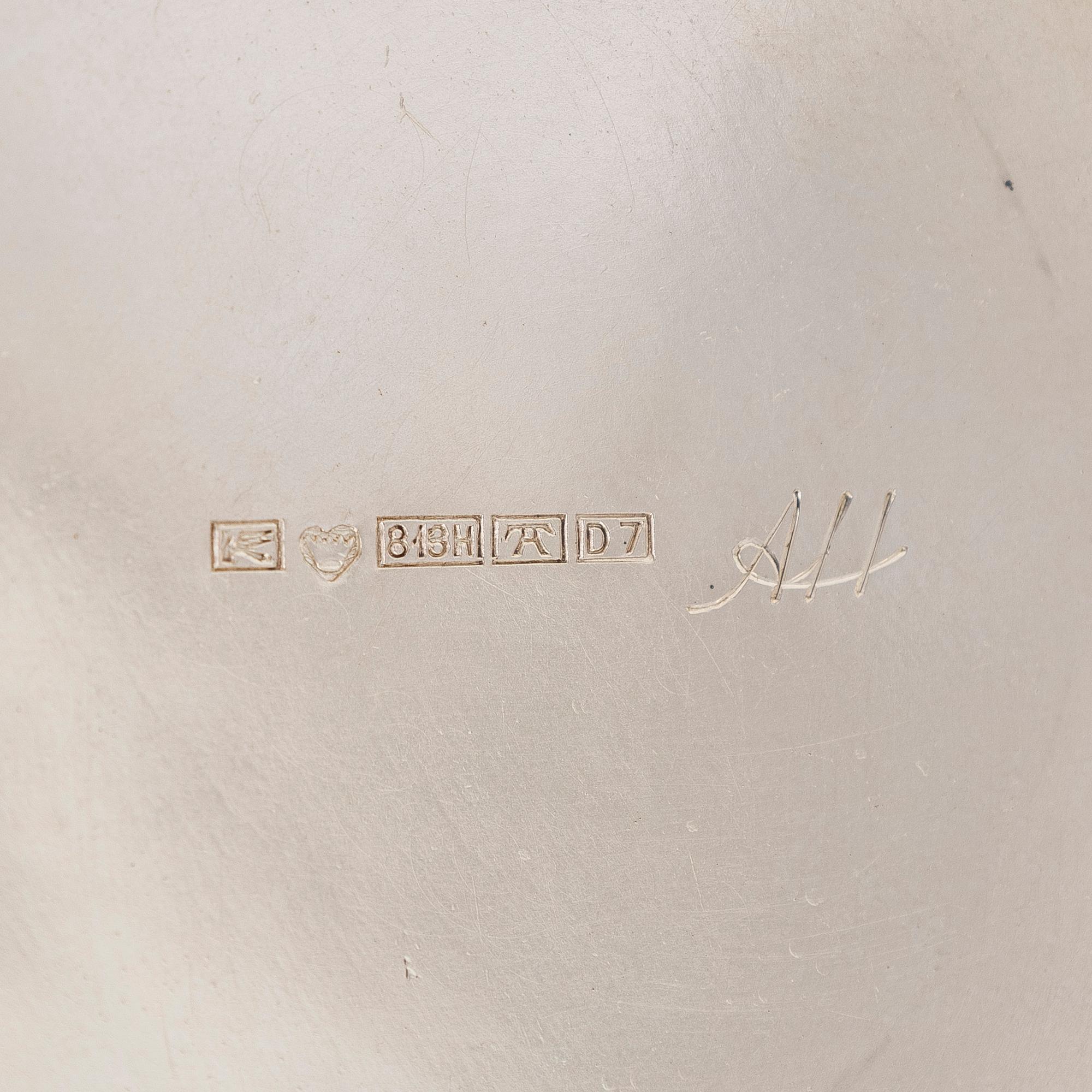 Kaffeservis, 3 delar, silver, Kultateollisuus Oy, Åbo 1957.