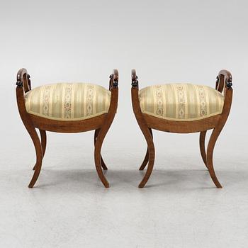 A pair of Karl-Johan stool, Sweden, first half of the 19th century.