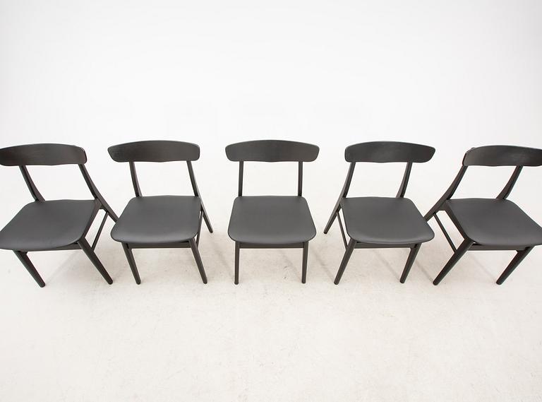 A set of five Farstrup 1960s dining chairs.
