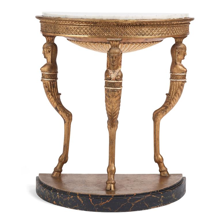 A late Gustavian console table, Stockholm, around 1800.