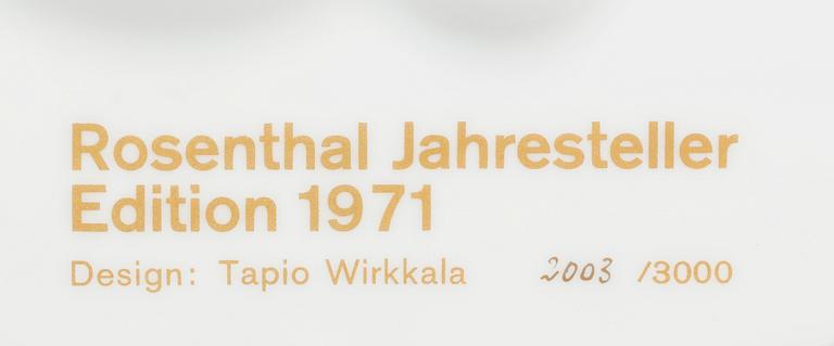 TAPIO WIRKKALA, tallrik, porslin, Rosenthal Studio-line, 1971.