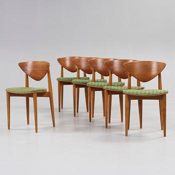 STOLAR, 6 st, samt BORD, Peter Hvidt och Orla Mölgaard Nielsen, AB Svenska Möbelfabrikerna, Bodafors.