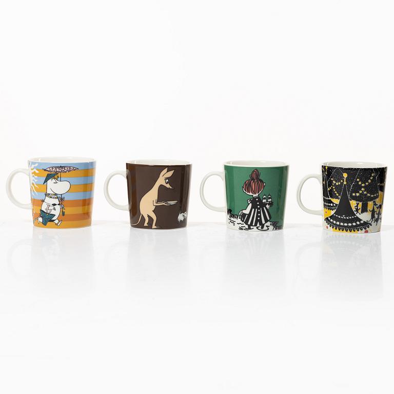 Arabia, four Moomin mugs, Finland, 1999-2012.