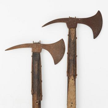 A pair of boarding axes, Swedish, 1780, pattern.