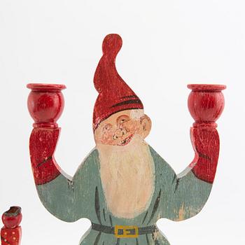 Candelabras and Christmas tree candle holders as well as Christmas tree decorations 22 pcs 20th century.