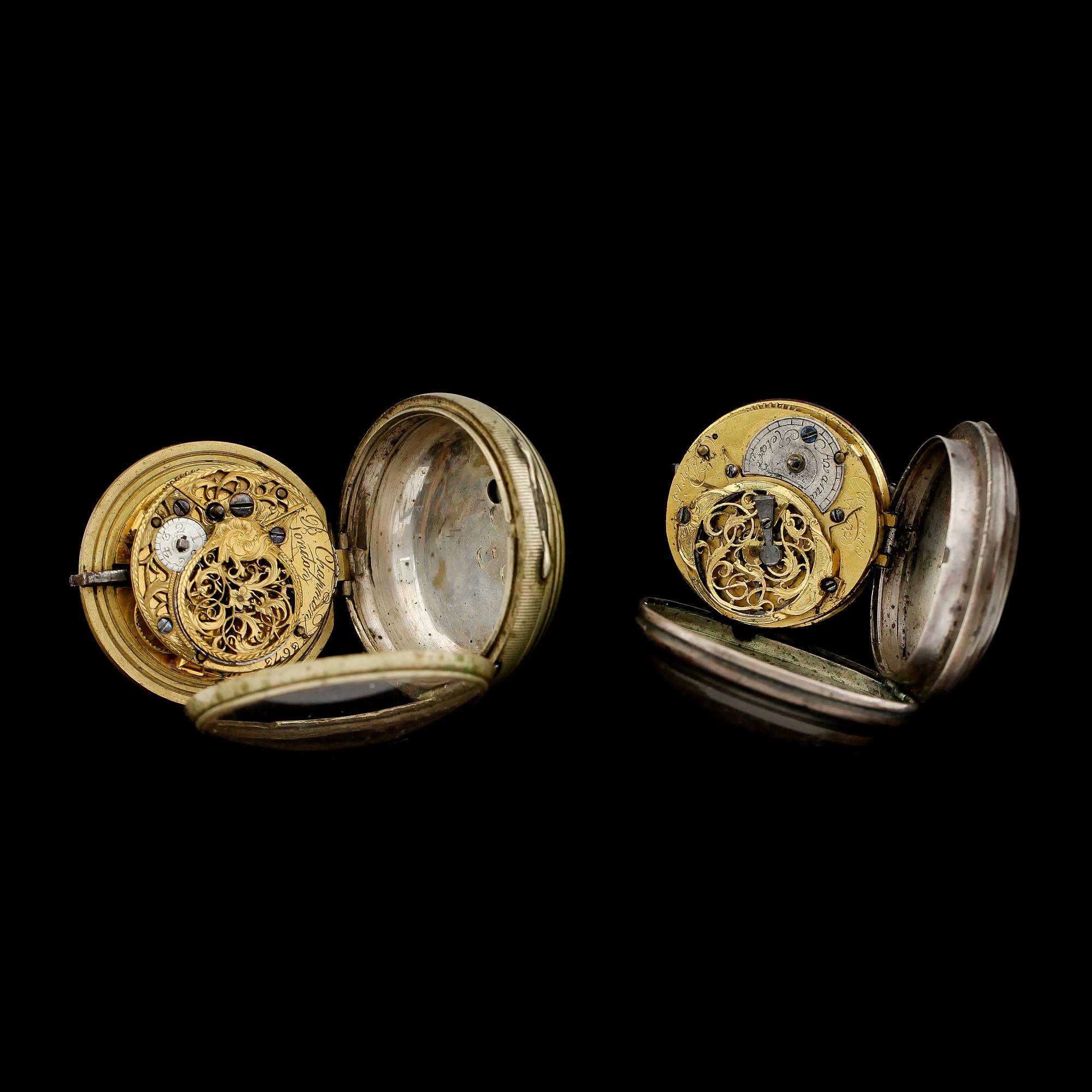 SPINDELUR, 2 st, silver, 1800-talets början.