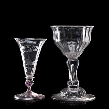 235. Two wine glasses, 18th Century.