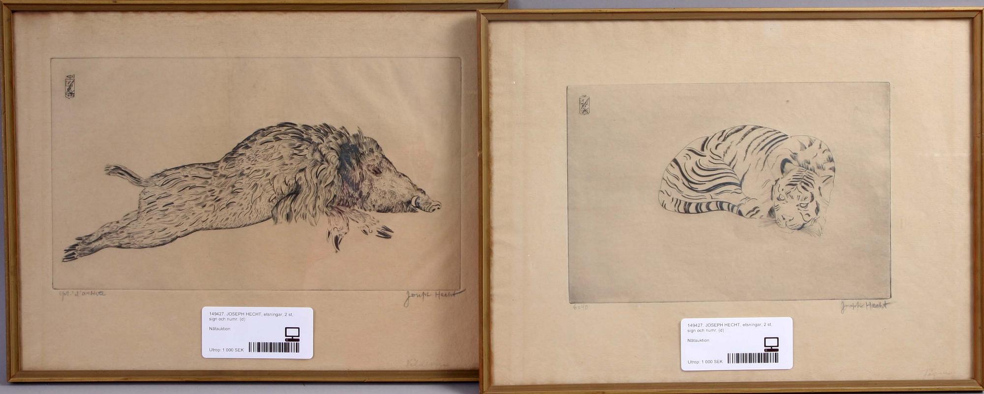 JOSEPH HECHT, etsningar, 2 st, sign och numr.